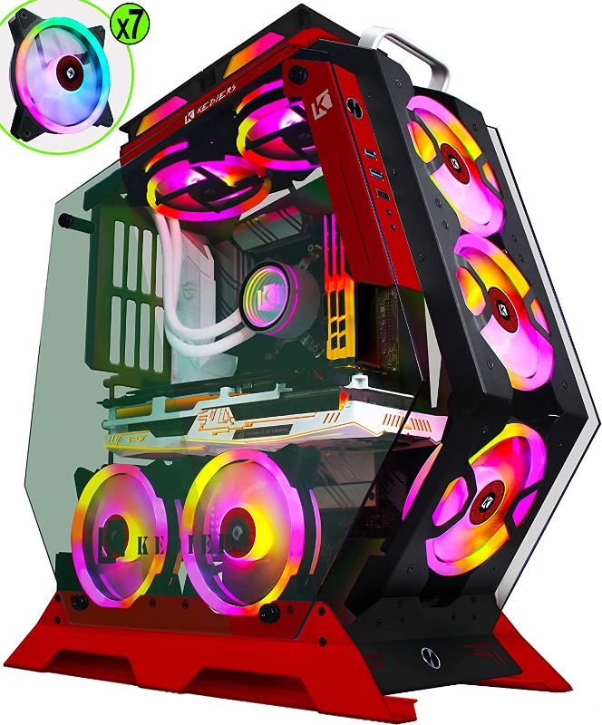 Photo 1 of KEDIERS PC Case - ATX Tower Tempered Glass Gaming Computer Open Frame Case with 7 RGB Fans,C570
