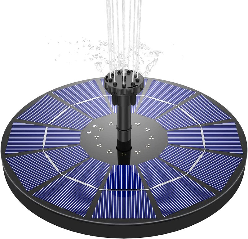 Photo 1 of AISITIN 3.5W Solar Fountain Pump Built-in 1500mAh Battery, Solar Bird Bath Fountains with 6 Nozzles, for Bird Bath,Fish Tank,Pond or Garden Decoration
