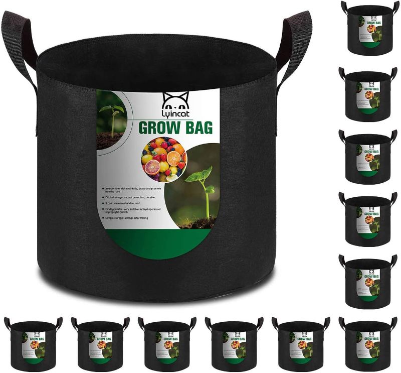Photo 1 of 12-Pack 3 Gallon Grow Bags Heavy Duty Thickened Nonwoven Fabric Pots with Durable Handles
