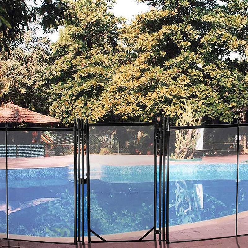 Photo 1 of Happybuy Pool Fence Gate 4x2.5 Ft, Pool Safety Fence Gate Kit 1000D Powder Coated Aluminum Pipe, Pool Fences for In ground Pools 340gsm Grid Cloth Life Saver Pool Fence
