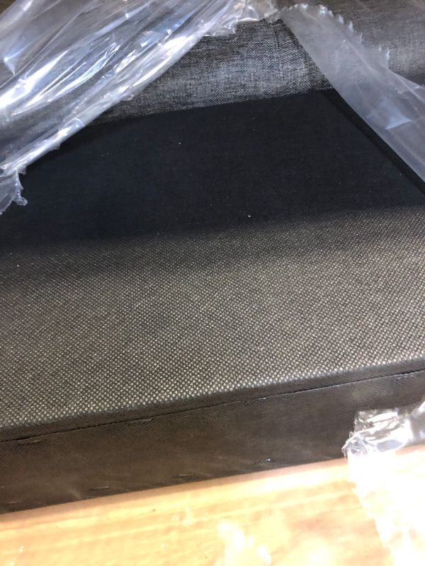 Photo 3 of Zinus Dachelle Upholstered Platform Bed Frame / Mattress Foundation / Wood Slat Support / No Box Spring Needed / Easy Assembly, King, Dark Grey
