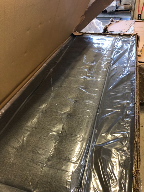 Photo 2 of Zinus Dachelle Upholstered Platform Bed Frame / Mattress Foundation / Wood Slat Support / No Box Spring Needed / Easy Assembly, King, Dark Grey
