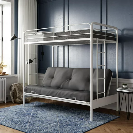 Photo 1 of DHP Sammie Twin over Futon Metal Bunk Bed, Off White
