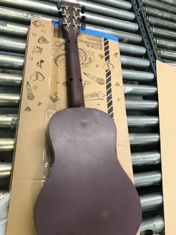 Photo 1 of First Act Acoustic Guitar, 30 Inch - Top Features Flower Design - Brass Acoustic Guitar Strings, Tuning Gear, String Post Covers, Steel-Reinforced Neck, Strap Buttons – Musical Instruments
