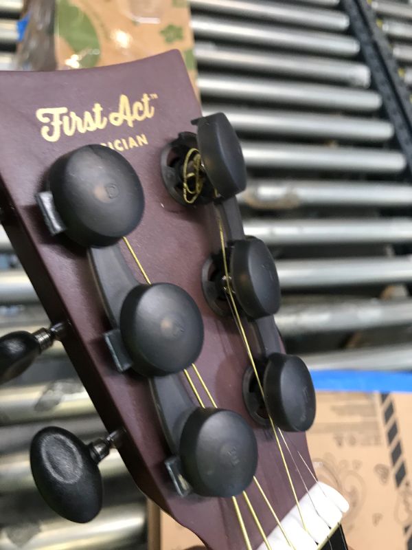 Photo 1 of First Act Acoustic Guitar, 30 Inch - Top Features Flower Design - Brass Acoustic Guitar Strings, Tuning Gear, String Post Covers, Steel-Reinforced Neck, Strap Buttons – Musical Instruments
