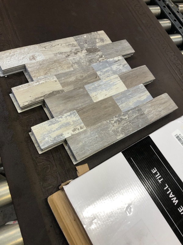 Photo 2 of Art3d Peel and Stick Distressed Wood Backsplash Tile, 5-Pack of 13.5"x11.4inches, Made Out of PVC Composite
