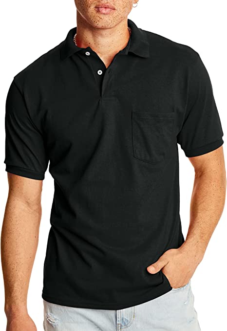 Photo 1 of Hanes Men's EcoSmart Jersey Short Sleeve Polo Shirt with Pocket (2-pack) SIZE 4XLARGE
