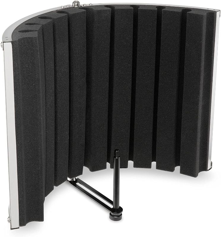 Photo 1 of LyxPro VRI-30 Sound Absorbing and Vocal Booth Recording Microphone Isolation Shield Panel For Home Office and Studio Portable & Foldable Stand Mount Adjustable
