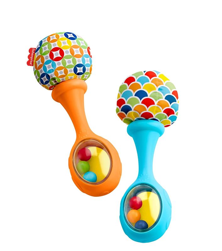 Photo 1 of Fisher-Price Maracas, Set of 2 Newborn Toys, Blue and Orange, Rattle ‘n Rock Maracas, Baby Toys for Ages 0-6 Months???
