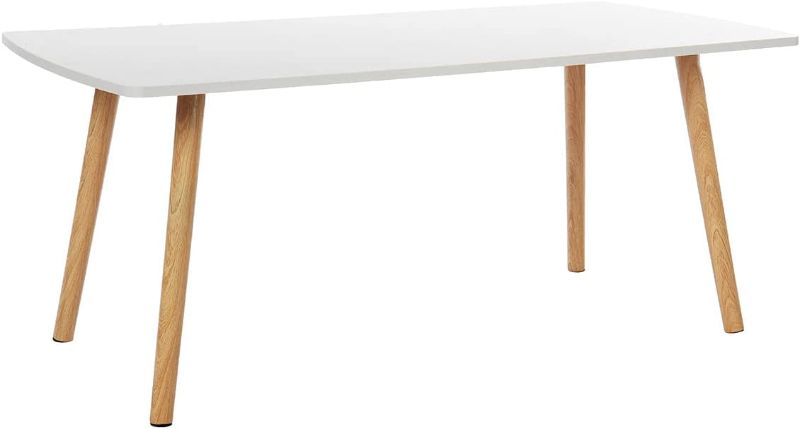 Photo 1 of **LITTLE SLICE ON TOP OF TABLE***WOODYHOME White Coffee Table for Living Room, Modern Simple Wood Sofa Table, 31.5 inch Rectangle Dining Table Center Table for Small Place
