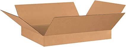 Photo 1 of 26" x 20" x 4" Flat Cardboard Corrugated Boxes, 65 lbs Capacity, ECT-32, Lot of 20
