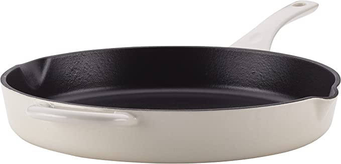 Photo 1 of Ayesha Curry Enameled Cast Iron Skillet/Fry Pan with Pour Spouts, 10 Inch, French Vanilla
