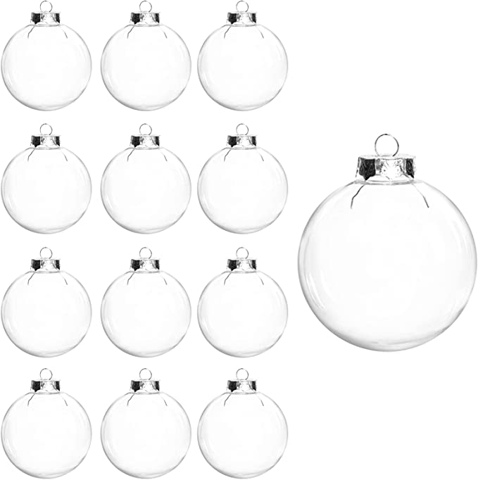 Photo 1 of 12 Pcs DIY Clear Plastic Fillable Balls Ornament?Balls 2.36Inch Christmas Balls for Christmas, Halloween, Birthday, Wedding Decor, DIY Crafts Decorations (60 mm)
