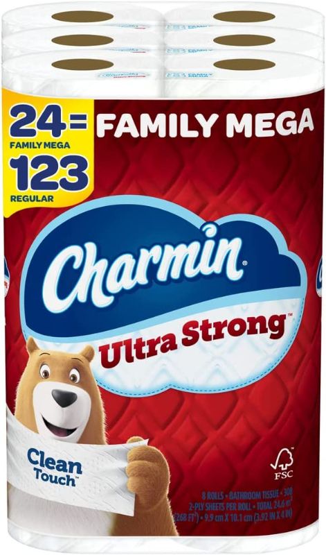 Photo 1 of Charmin Ultra Strong Clean Touch Toilet Paper, 24 Family Mega Rolls = 123 Regular Rolls
