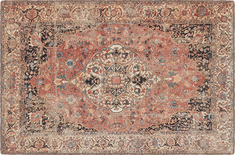 Photo 1 of Brumlow Mills Mamie Washable Classic Boho Print Indoor or Outdoor Rug for Living or Dining Room, Kitchen Rug, Bedroom or Front Door Mat, 40" x 60", Rust
