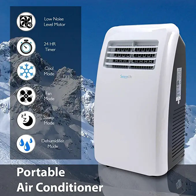 Photo 2 of SereneLife SLPAC8 Portable Air Conditioner Compact Home AC Cooling Unit with Built-in Dehumidifier & Fan Modes, Quiet Operation, Includes Window Mount Kit, 8,000 BTU, White

