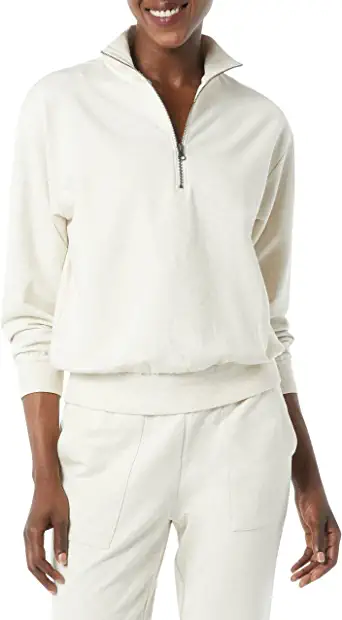 Photo 1 of Daily Ritual Women's Terry Cotton and Modal Relaxed-Fit Quarter-Zip Sweatshirt
Size: XL