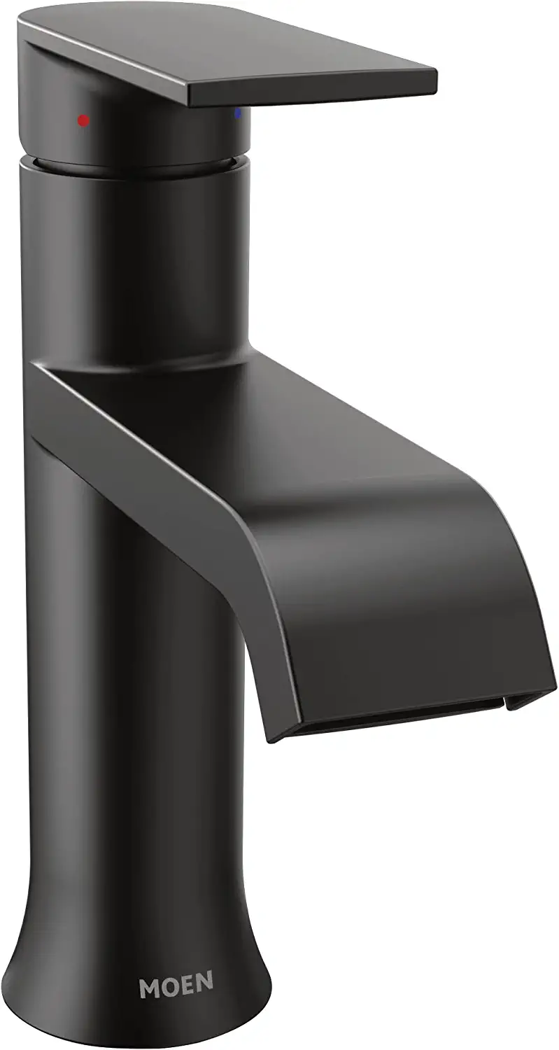 Photo 1 of ***MISSING HARDWARE****Moen Genta LX Matte Black One-Handle Single Hole Modern Bathroom Sink Faucet with Optional Deckplate, 6702BL
