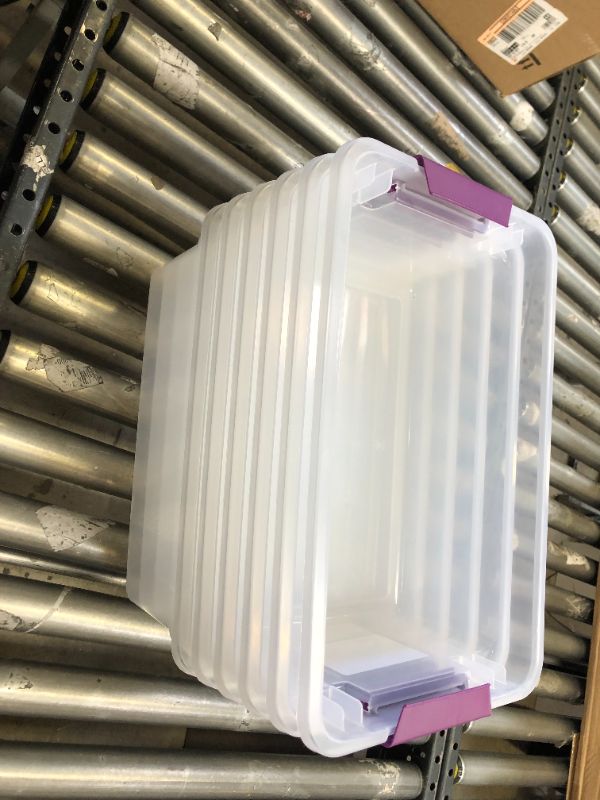 Photo 2 of ****NO LIDS***Sterilite 15qt Clear View Storage Bin WITHOUT Latch Purple 6 PIECE
