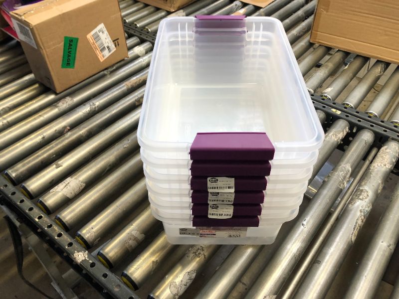 Photo 1 of ****NO LIDS***Sterilite 15qt Clear View Storage Bin WITHOUT Latch Purple 6 PIECE
