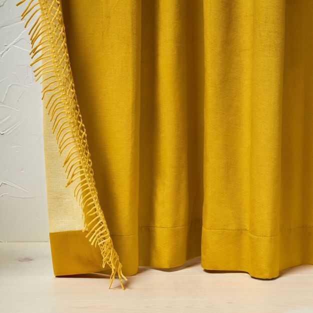 Photo 1 of 1pc Light Filtering Velvet Macrame Trim Window Curtain Panel - Opalhouse™ designed with Jungalow™

