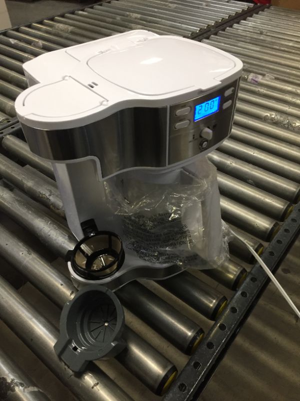 Photo 1 of 2-Way 12-Cup White Programmable Drip Coffeemaker with Single Serve
