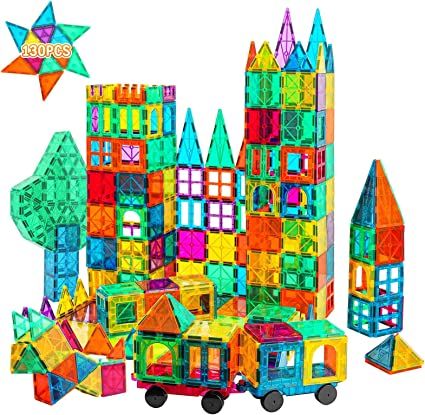 Photo 1 of BMAG 130PCS Magnetic Tiles Building Blocks, 3D Magnet Blocks Construction Playboards for Kids Toddlers, Educational STEM Preschool Toys for Boys Girls with 2 Cars
