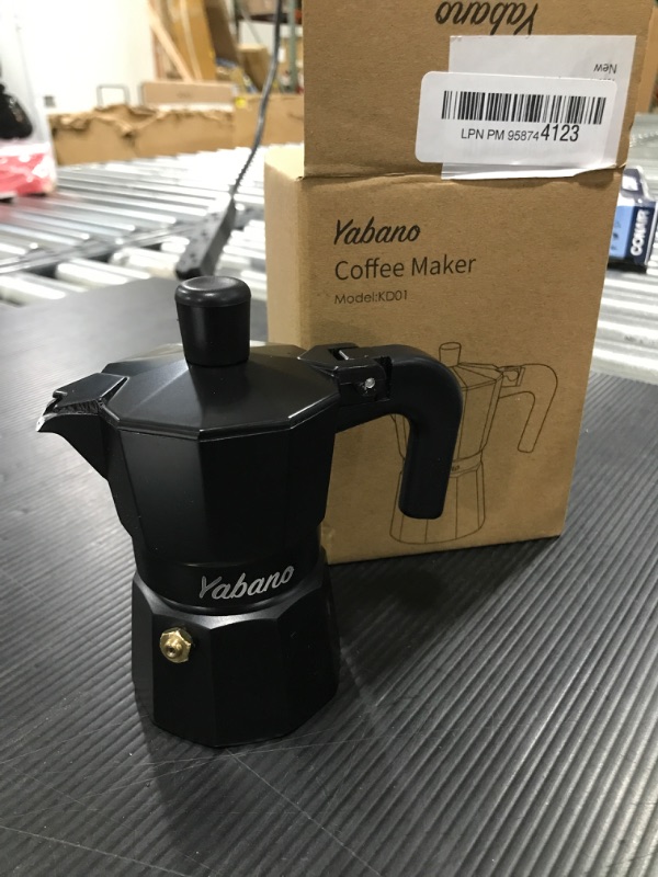 Photo 2 of Yabano Stovetop Espresso Maker, 1 Cups Moka Coffee Pot Italian Espresso for Gas or Electric Ceramic Stovetop, Italian Coffee maker for Cappuccino or Latte (1 Cup)
