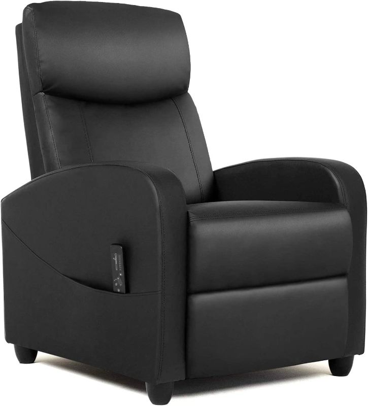 Photo 1 of Massage Recliner Chair Living Room Chair Adjustable Home Theater Seating Winback Single Recliner Sofa Chair, Lazy Boy Recliner Padded Seat Pu Leather Push Back Recliners Armchair for Living Room
