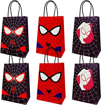 Photo 1 of 18 Pcs Cartoon Party Favor Bags for Birthday Party Supplies, Reusable Favor Bags, Present Paper Bags Goodie Bags with Handle for Boys and Girls Birthday Decorations
