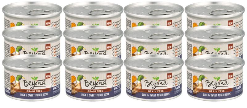 Photo 1 of (12 Pack) Purina Beyond Grain Free Pate Duck & Sweet Potato Recipe Adult Wet Cat Food, 3 Oz best by aug.2024
