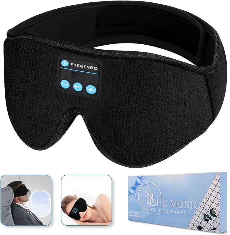 Photo 1 of Sleep Headphones Bluetooth Eye Mask, 20-27 Adjustable FREGENBO Music 3D Sleep Mask Upgraded, Wireless Sleeping Headphones for Side Sleepers, HandsFree for Meditation Insomnia Travel(Black)
