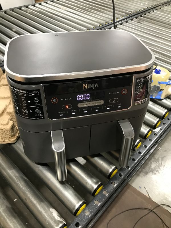 Photo 2 of Ninja Foodi DZ201 6-in-1 8-qt. 2-Basket Air Fryer with DualZone Technology- Air Fry, Broil, Roast, Dehydrate, Reheat and Bake
