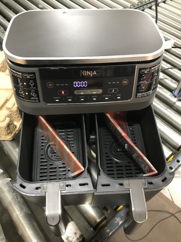 Photo 3 of Ninja Foodi DZ201 6-in-1 8-qt. 2-Basket Air Fryer with DualZone Technology- Air Fry, Broil, Roast, Dehydrate, Reheat and Bake
