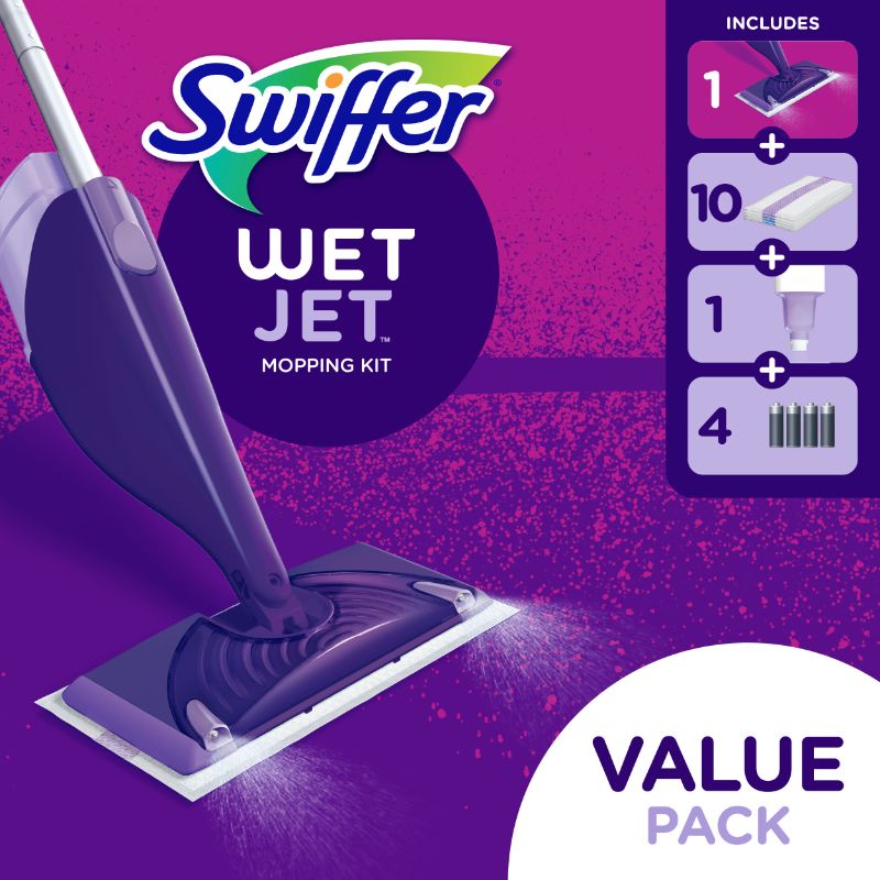 Photo 1 of Swiffer WetJet Mop Starter Kit (1 Mop, 10 Pads, 1 Liquid Solution)
