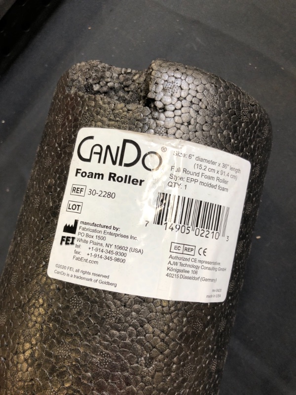 Photo 1 of CanDo Black Composite High-Density Foam Rollers for Muscle Restoration Massage Therapy Sport Recovery and Physical Therapy 6" x 36" Round
- damaged see photos 