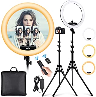 Photo 1 of 18 Inch LED Ring Light Set - Professional Dimmable 5600k Ringlight Ultra Slim Lighting Ring Kit with Tripod Stand for Photo Studio Lighting Portrait YouTube TikTok Video Makeup Live Streaming 55W (FACOY SEAED, BRAND NEW)

