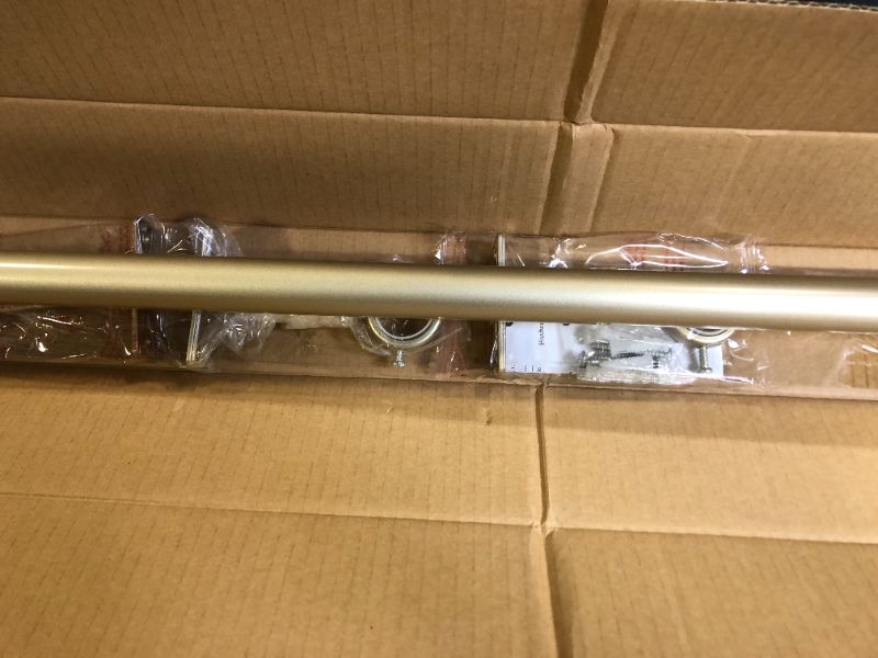 Photo 1 of 1 Inch Window Curtain Rod 36 to 72 Inches, Single Indoor/Outdoor Drapery Rod for Heavy Fabrics, Ceiling or Wall Mount, Woven-Design Finials and Mounting Brackets Included (Champagne Gold, 36-72") 

