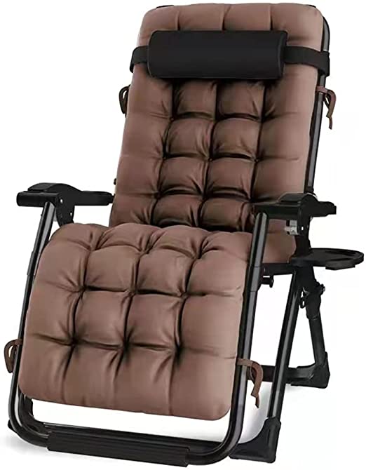 Photo 1 of  (COLOR DOESN'T MATCH STOCK PHOTO) Oversized Zero Gravity Chair, Lawn Recliner, Reclining Patio Lounger Chair, Folding Portable Chaise, with Detachable Soft Cushion, Cup Holder, Adjustable Headrest, Support 500 lbs. (29" Wide) (SCRATHES ON ITEM)  77'' L X