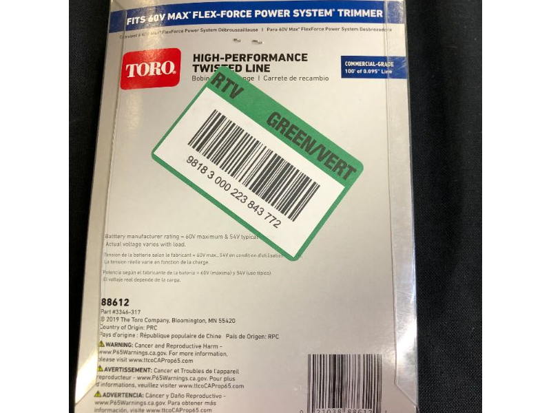 Photo 1 of 
Toro
0.095 in. 100 ft. Trimmer Line Replacement for 60V 14 in. / 16 in. String Trimmer