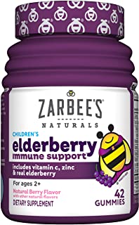 Photo 1 of Zarbee's Elderberry Gummies For Kids With Vitamin C, Zinc & Elderberry, Daily Childrens Immune Support Vitamins Gummy For Children Ages 2 And Up, Natural Berry Flavor, 42 Count
42 Count (Pack of 1) EXP JULY 2022