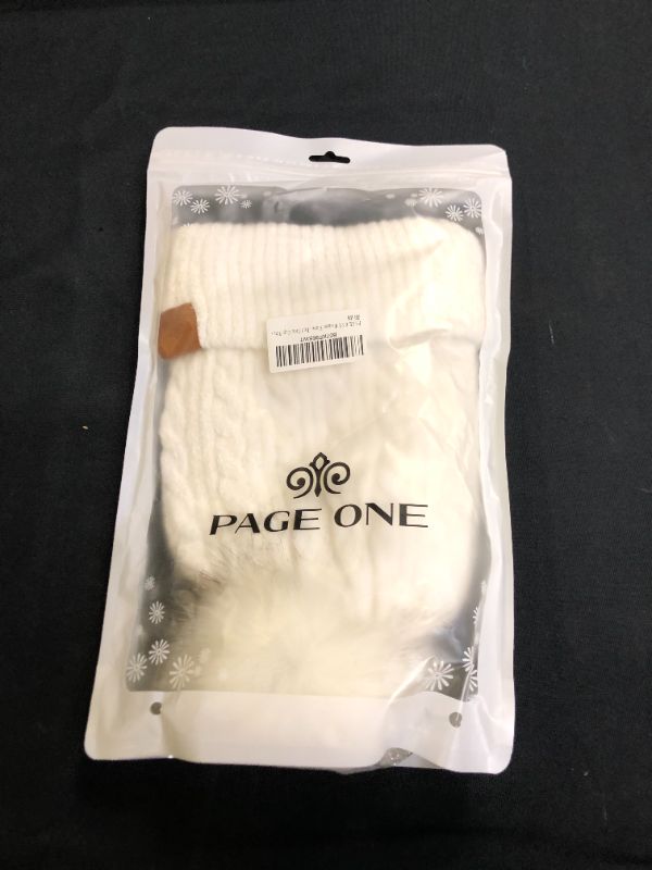 Photo 1 of PAGE ONE Women Winter Pom Pom Beanie Hats Warm Fleece Lined,Chunky Trendy Cute Chenille Knit Twist Cap
