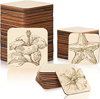 Photo 1 of 100 Pcs Unfinished Wood Pieces Wood Natural Slices Wood Blanks 3 Different Size Wooden Squares for Crafts Squares Cutout Tiles Wooden Cutouts for DIY Painting Burning Coasters Ornaments, 2-4 Inches
