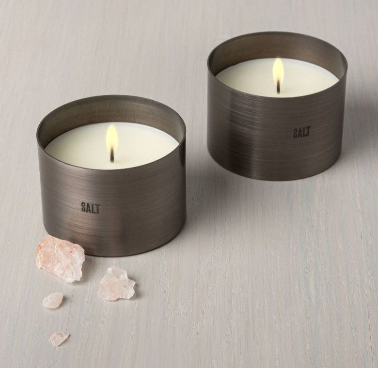 Photo 1 of (4 pack of 2 count) 5oz Salt Brushed Tin Candle Set of 2 - Hearth & Hand with Magnolia (gray packaging)