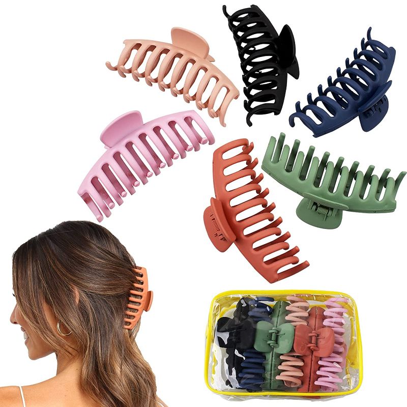 Photo 1 of Smilco Large Claw Clips For Thick Hair, Large Hair Claw Clips for Women 6 Pcs Large Claw Hair Clips in 4.33 Inch,Strong Hold Matte Big Hair Claw Clips
