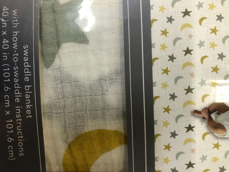 Photo 4 of C.R Gibson BLAN-23934 Love You to The Moon 100% Cotton Baby Swaddle Blanket, 40'' W x 40'' L