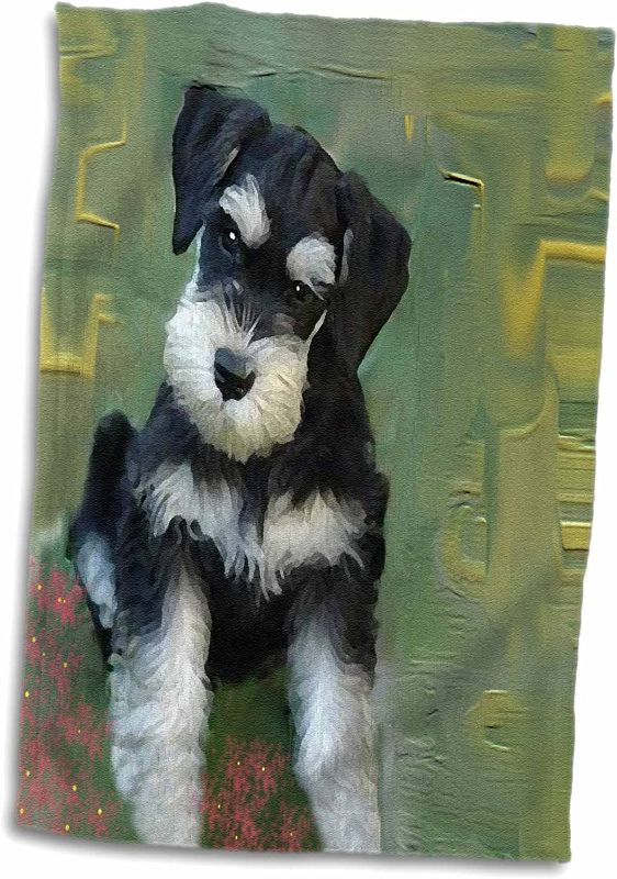 Photo 1 of 3D Rose Miniature Schnauzer Towel, 15 x 22
