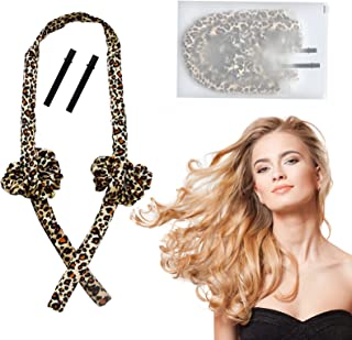 Photo 1 of Heatless Curling Rod Headband, No Heat Hair Curler with Hair Clips and Scrunchie, Heatless Curling Silk Ribbon for Long Hair Curls, Soft Rubber Hair Curlers Rollers for Sleep in Overnight, Leopard
