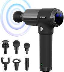 Photo 1 of ROTAI Electric Muscle Massage Gun Quiet Handheld Percussion Deep Tissue Pain Soreness Relief 20 Adjustable Speeds Rechargeable LCD Massager with 6 Heads (Black) (DAMAGES TO PACKAGING)
