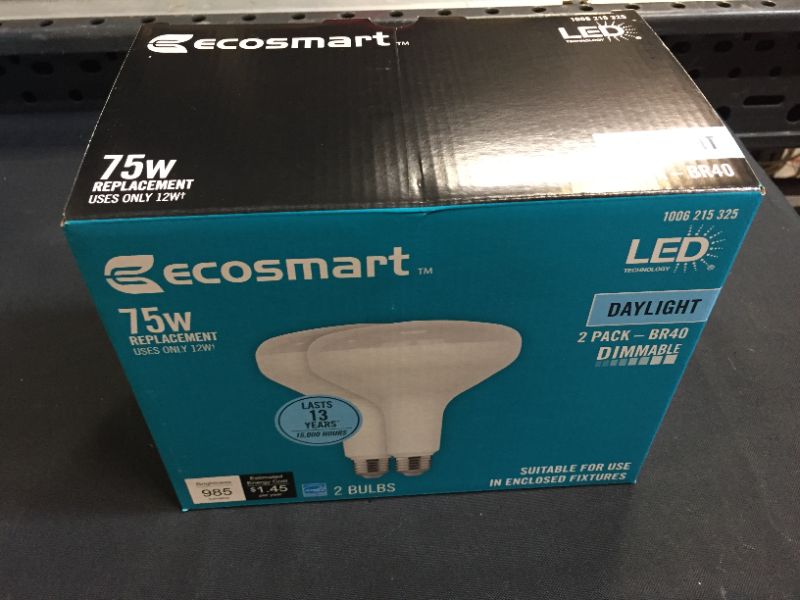 Photo 2 of  EcoSmart 75-Watt Equivalent BR40 Dimmable ENERGY STAR LED Light Bulb Daylight 2 PC